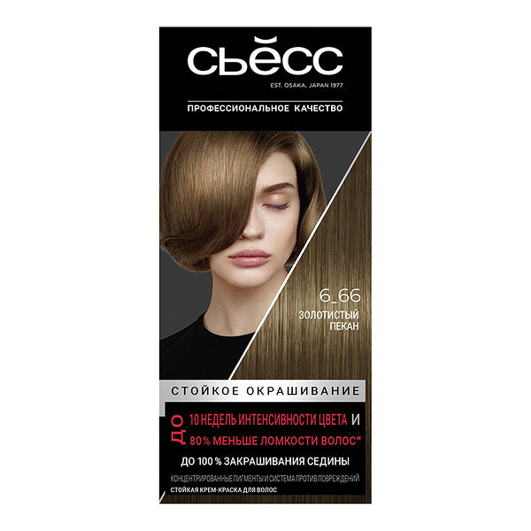 Крем краска стойкая для волос Syoss Золотистый пекан 6-66 профессиональное закрашивание седины