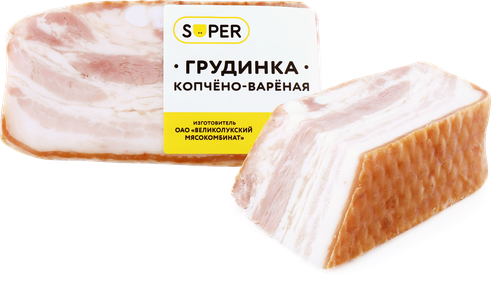 

Грудинка свиная копчено-вареная Super 300 г