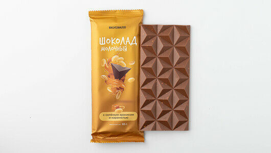 Шоколад молочный с солёным арахисом и карамелью