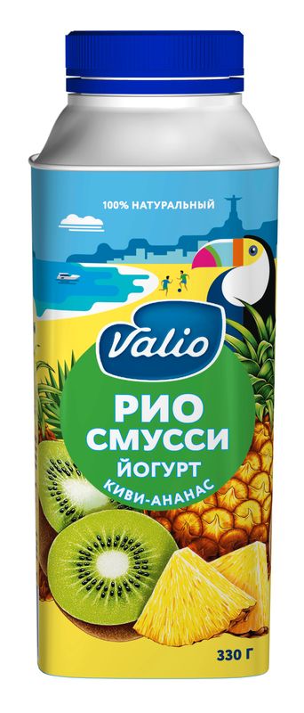 

Йогурт смусси питьевой Valio Рио киви, ананас 1.9% 330 г