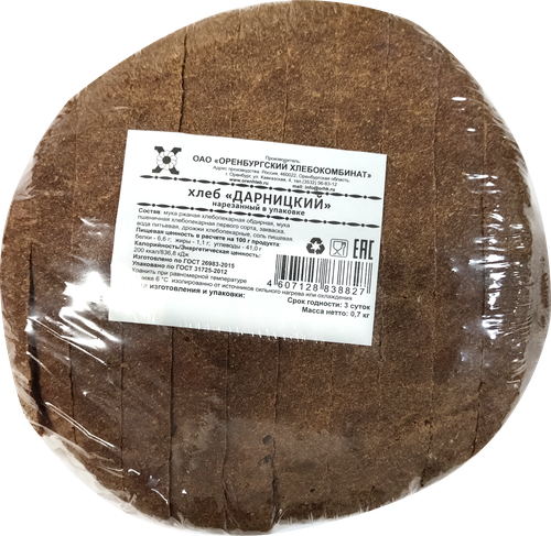 

Хлеб Оренбургский хлебокомбинат Дарницкий в нарезке 700 г