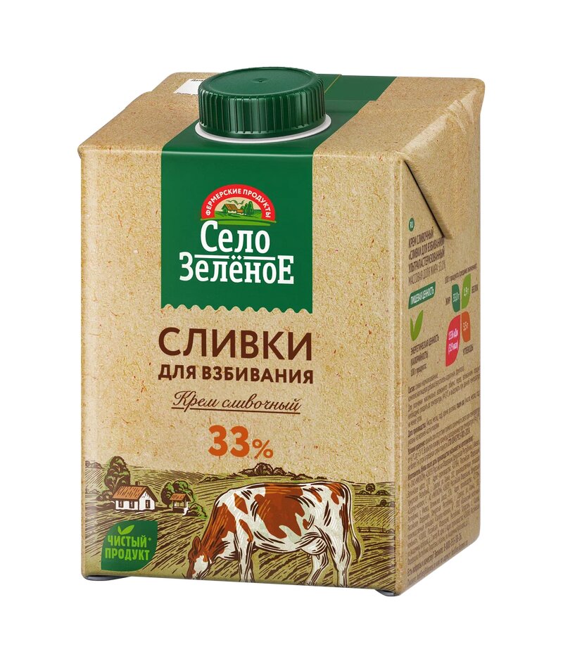 

Сливки Село Зелёное для взбивания 33% 500 г