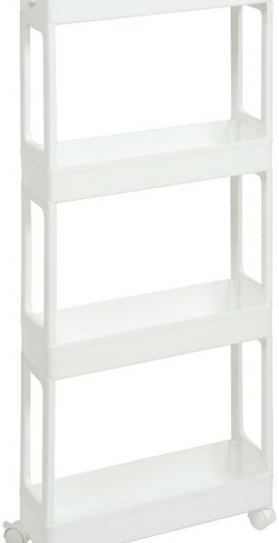 Этажерка Violet узкая 4-х ярусная на колесах белая