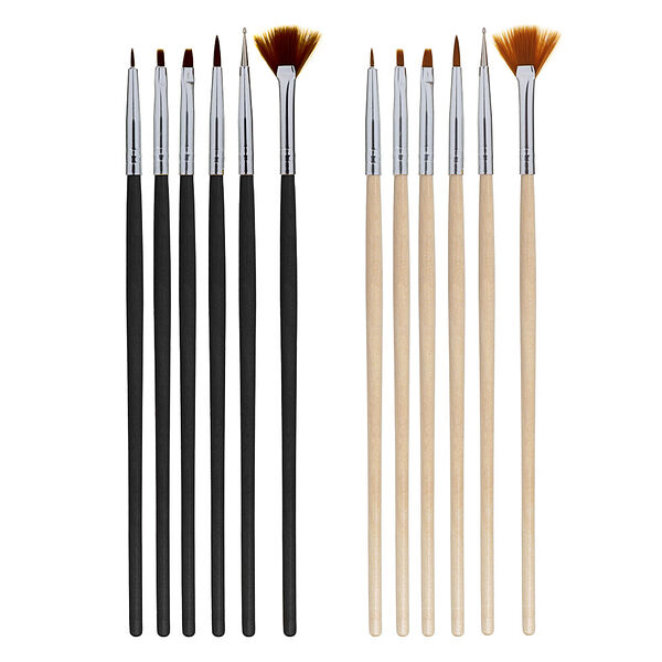 Юниlook набор кистей для маникюра 6шт, дерево, металл, ворс нейлон, 18-19см, 2 цвета в ассортименте