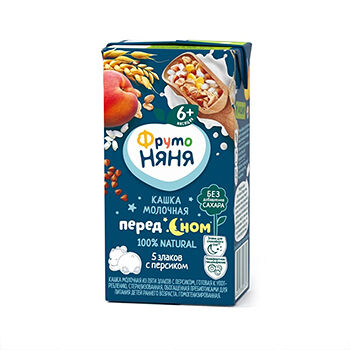 Кашка ФрутоНяня молочная с персиком 5 злаков с 6 месяцев 200мл