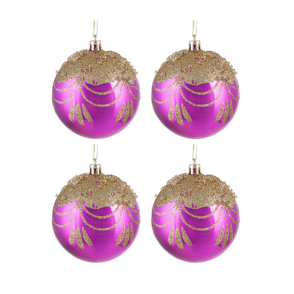 Сноу бум набор шаров 4x8 см, маджента с золотом, пластик, арт.23-34