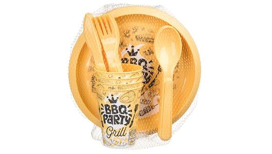 Набор для пикника: Тарелка,ложка,вилка,нож,стакан (20 предметов)_РП