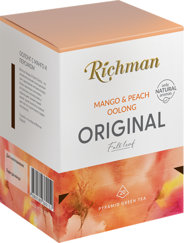

Чай Richman Mango & Peach Oolong зелёный с ароматом манго и персика 20x2 г, 40 г