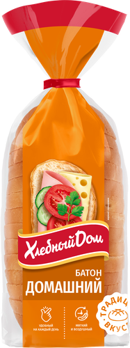 

Батон Хлебный дом Домашний нарезанный 230 г дизайн упаковки в ассортименте