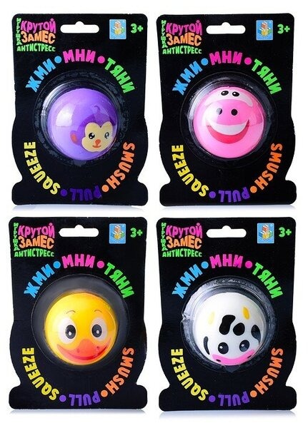 

Игрушка 1TOY Крутой замес Шар рожицы (утка, обезьяна, свинка, коровка) в ассортименте 1шт