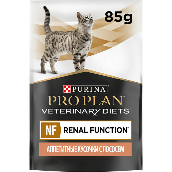 Влажный корм для кошек диетический PRO PLAN® VETERINARY DIETS NF Renal Function Advanced care (Поздняя стадия) при поздней стадии хронической почечной недостаточности,  с лососем, 85г