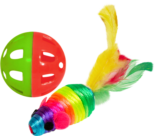 

Набор игрушек для кошек Triol Активная игра 2 предмета: мяч 3.5 см и мышь 5 см дизайн в ассортименте