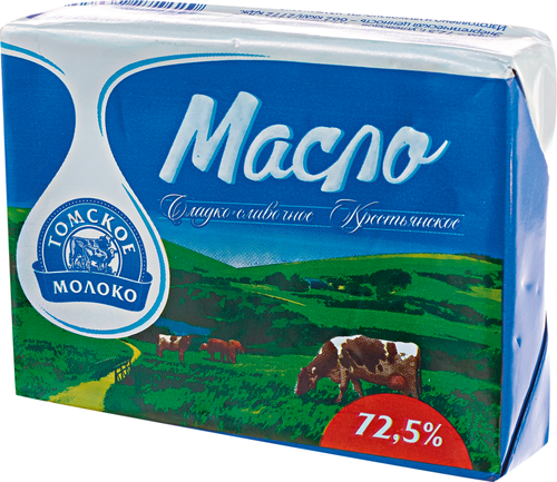 

Масло сливочное Томское молоко Крестьянское 72.5% 180 г