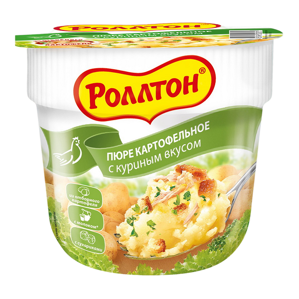 Пюре картофельное БП Роллтон Куриное обог. вит.  и минер. т/ст вес 40 г.
