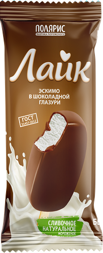 Мороженое Лайк Сливочное ванильное в шоколадной глазури 8%, без змж, эскимо