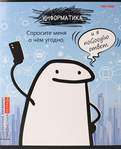 

Тетрадь PROF-PRESS Школьные мемасики Информатика, 48 листов, в клетку, Арт. 48-9652