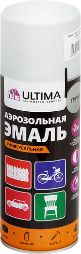 Эмаль ULTIMA Универсальная серый грунт, аэрозоль, Арт. ULT012, 520мл