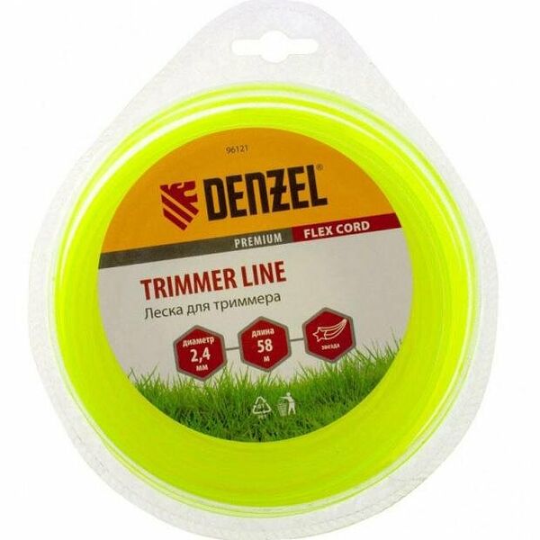 Леска для триммера Denzel Звезда, 2,4 мм х 58 м