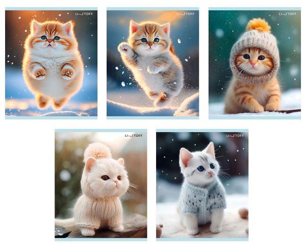 Тетрадь Listoff Зимние котики A5 клетка в ассортименте 48 л