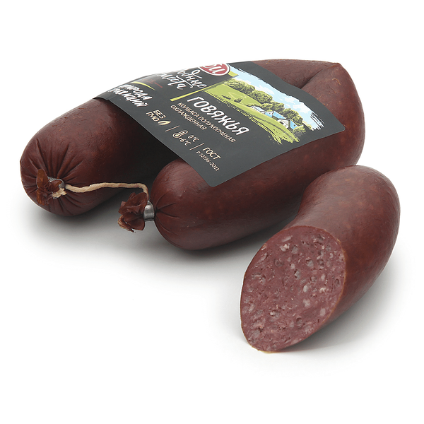 Колбаса Родные места традиционная из говядины категории Б