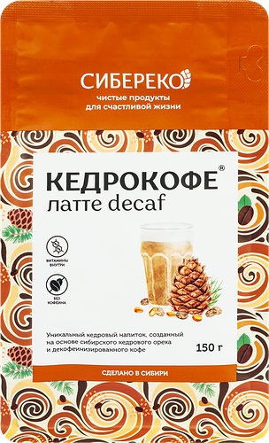 Напиток Сибереко Кедрокофе Латте decaf растворимый 150 г