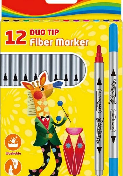 Набор фломастеров Keyroad двусторонние 12 цветов