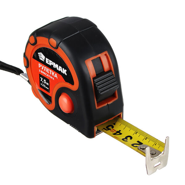 Рулетка Ермак 3 фиксатора 7.5м х 25 мм