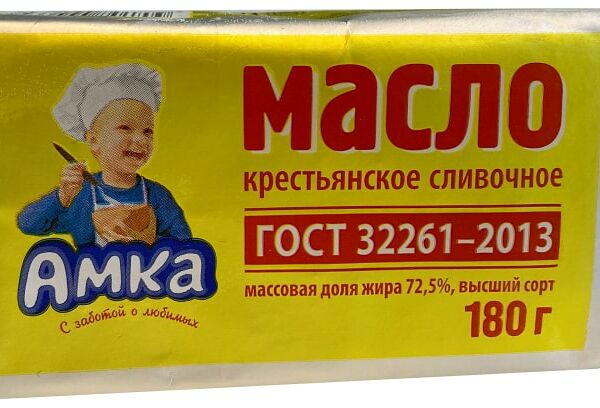 Масло сливочное Амка Крестьянское 72.5% 180г