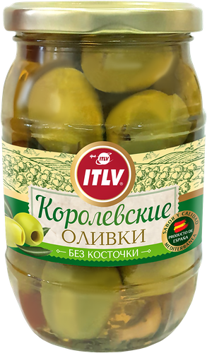 Оливки без косточки ITLV Королевские зеленые, 370г