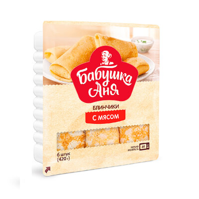 Блинчики Бабушка Аня с мясом зам 420г п/уп