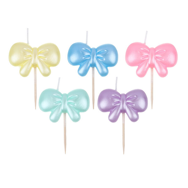 Fntastic набор свечей для торта формовых, бантики перламутровые, 5 шт