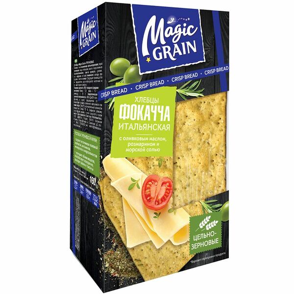 Хлебцы Magic Grain Фокачча Итальянская с оливковым маслом розмарином и морской солью 160 г