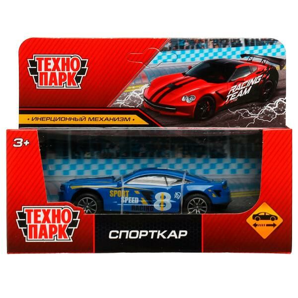 Машина металл СПОРТКАР, 10 см, инерция, коробка