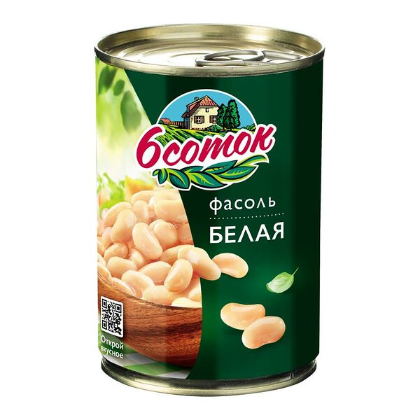Фасоль белая 6 соток в собственном соку 400г