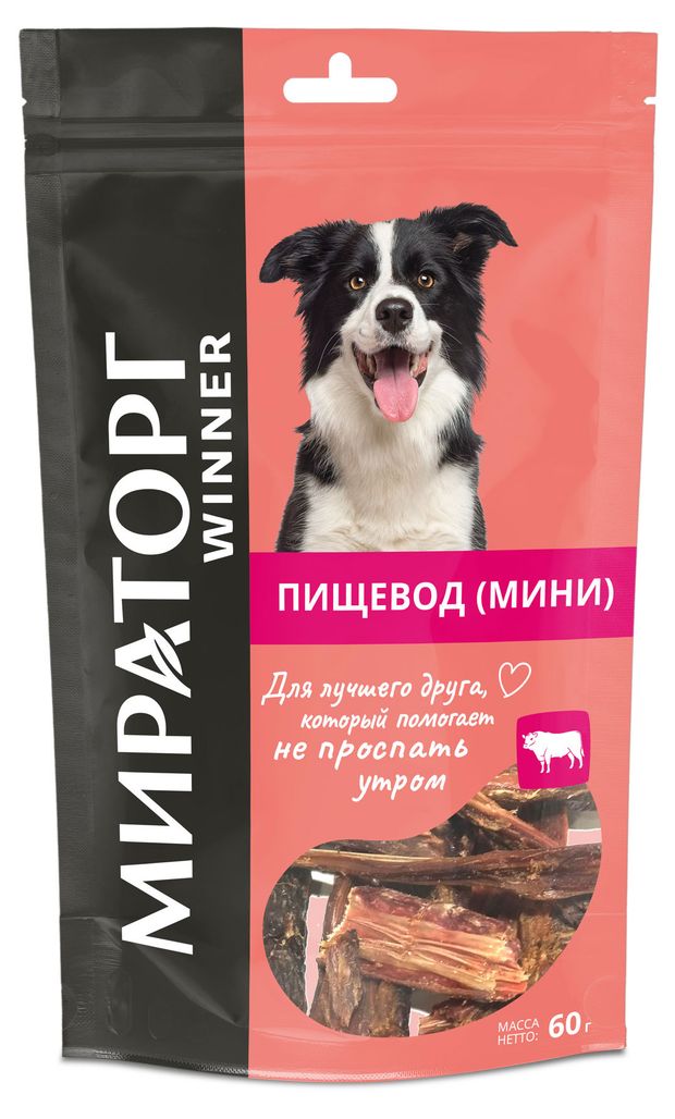 

Лакомство Winner Пищевод говяжий для собак мини, 60 г