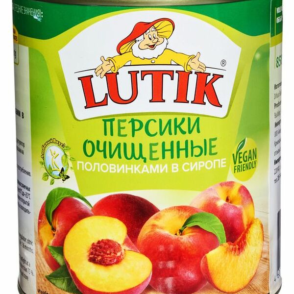 Персики очищенные Lutik половинки в сиропе 820 г