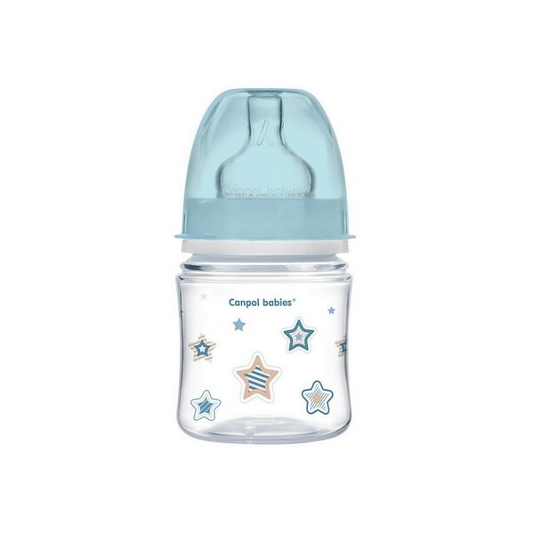Бутылочка пластиковая антиколиковая с широким горлышком 120мл EasyStart Newborn baby 0+ арт 35/216_blu