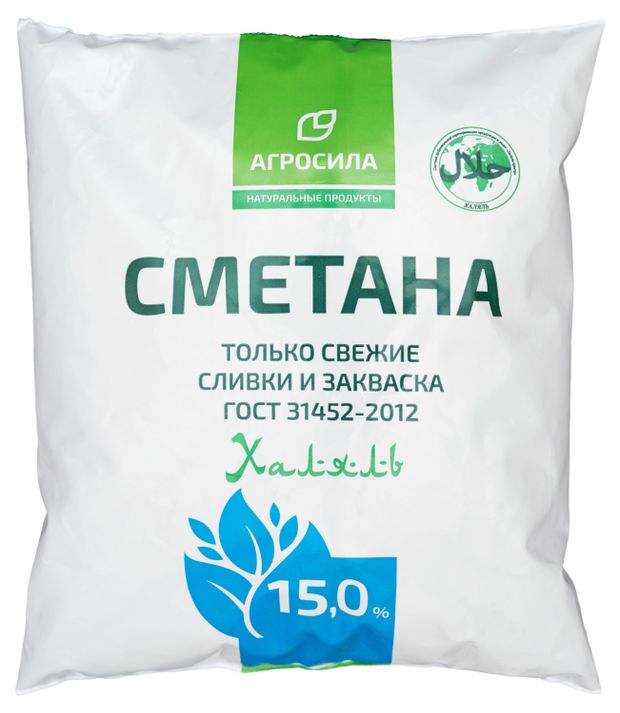 

Сметана Агросила Халяль 15% 430 г