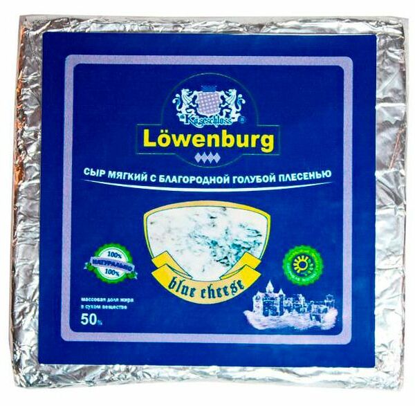 Сыр мягкий Lowenburg Голландский с голубой плесенью 50% БЗМЖ вес