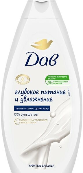 Крем-гель для душа Дав бессульфатный глубокое питание и увлажнение 250мл
