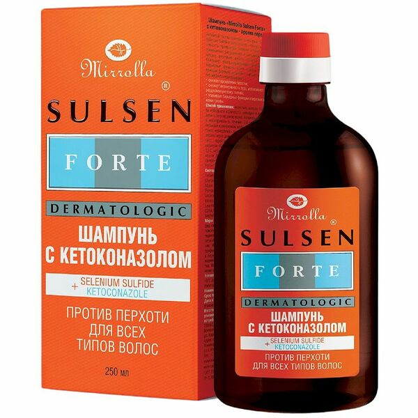Шампунь Mirrolla Sulsen Forte с кетоконазолом против перхоти для всех типов волос 250 мл