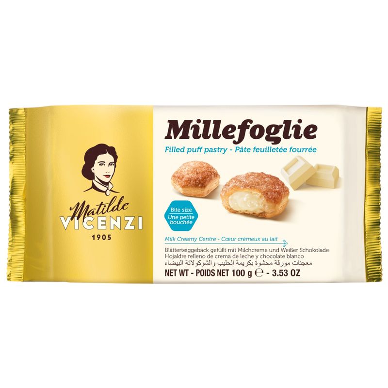 

Пирожные Matilde Vicenzi Millefoglie слоеные с молочным кремом и белым шоколадом 100 г
