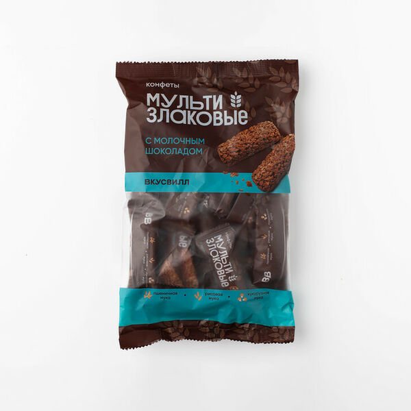 Конфеты мультизлаковые с молочным шоколадом 175г