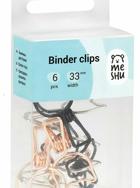 Зажимы для бумаг MeShu Cute Cats цвет в ассортименте, 33 мм, 6шт