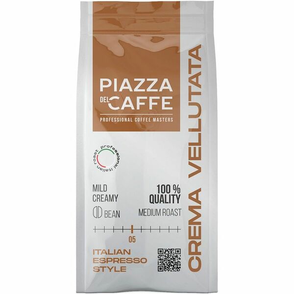 Кофе Piazza del Caffe Crema Vellutata жареный в зёрнах, 230 г