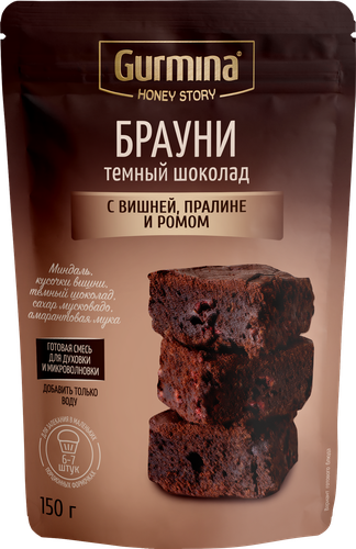 

Брауни Gurmina Тёмный шоколад с вишней пралине и ромом 150 г