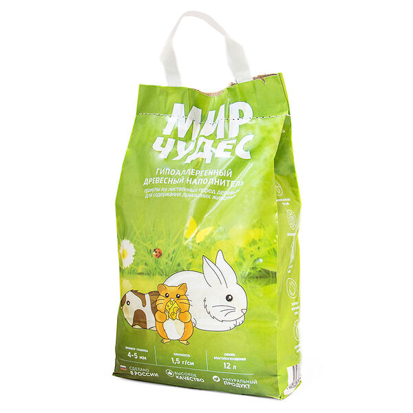 Древесный наполнитель Мир чудес Гранула гипоаллергенная из лиственных пород древесины