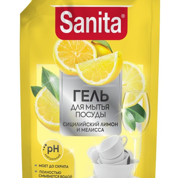Средство для мытья посуды Sanita Сицилийский лимон и мелисса универсальное 900 мл