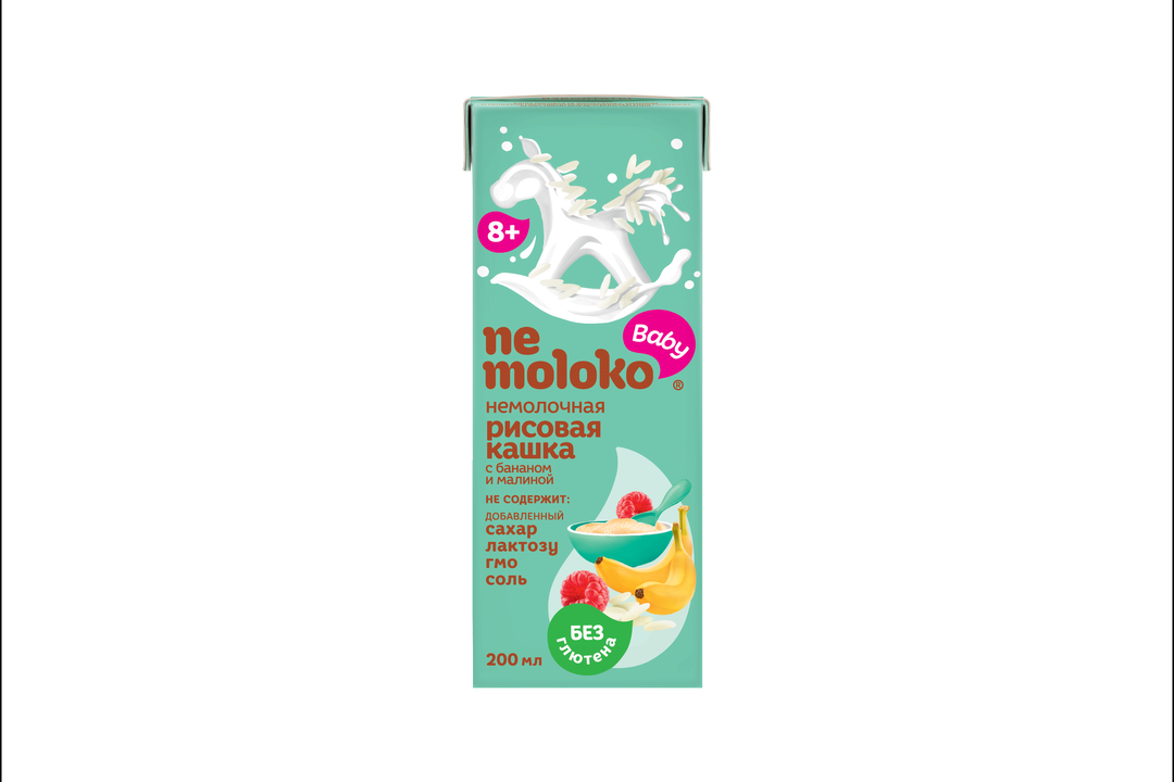 

Каша Nemoloko безмолочная рисовая с бананом и малиной 200 мл