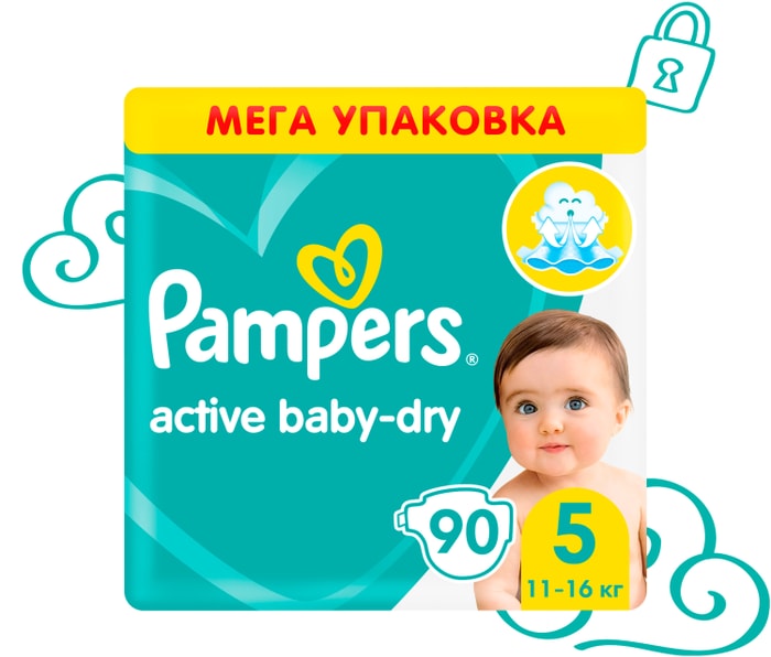 

Подгузники Pampers Active Baby-Dry 5 11-16 кг 90 шт.